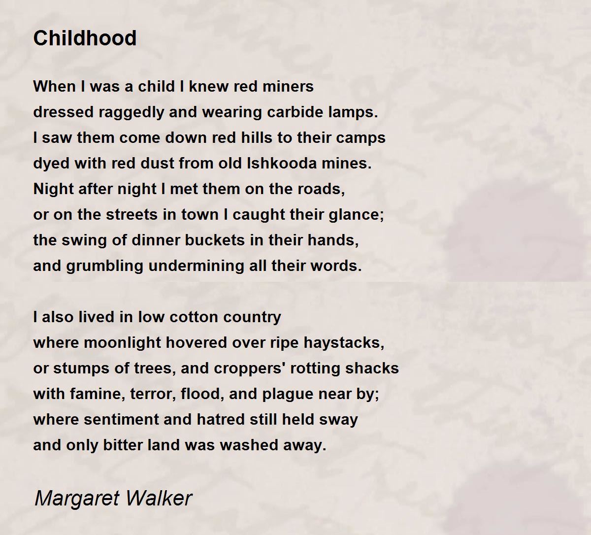 Childhood By Margaret Walker spoto